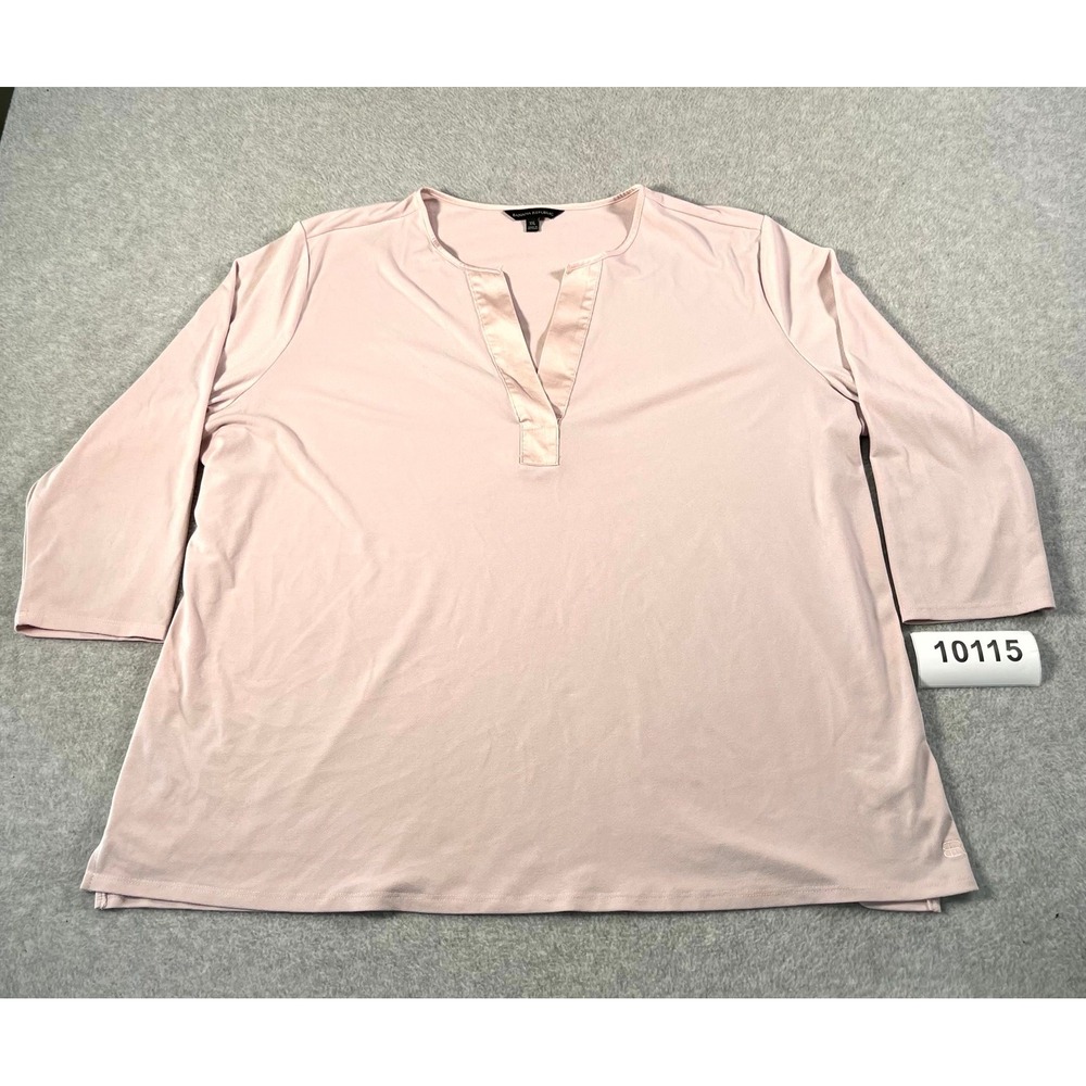 Banana Republic Blouse Top Womens 2XL Pink Stretch Split Neck Pullover Comfort‎